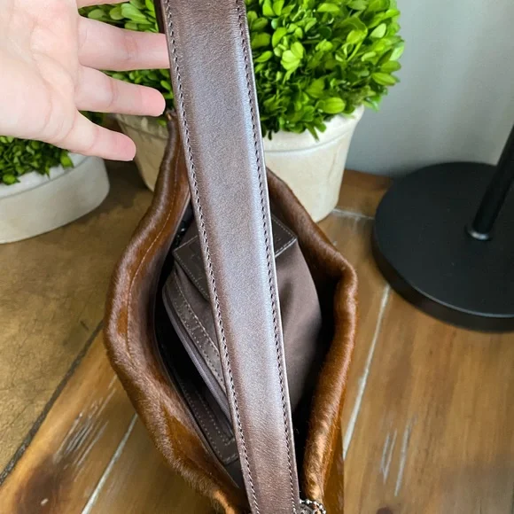 2002 Coach Vintage Y2K Brown Calfhair Stitched Shoulder Bag - Picture 11 of 16